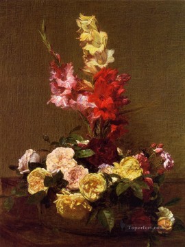 Gladiolas y rosas pintor de flores Henri Fantin Latour Pinturas al óleo